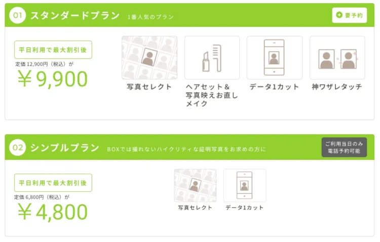 スタジオセルフィットの就活プランの料金表
