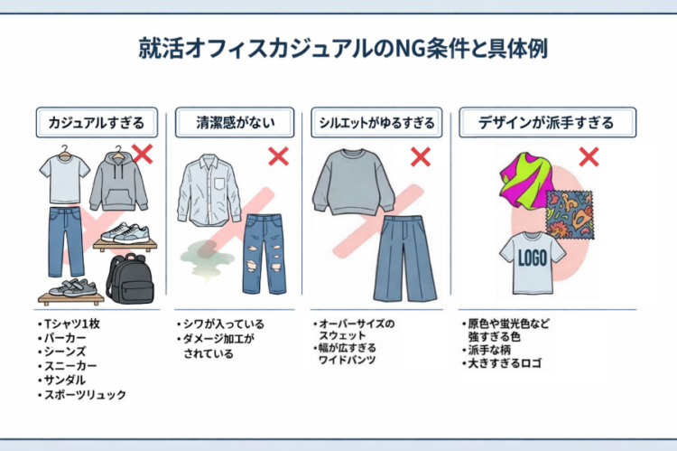 就活で「服装自由」はオフィスカジュアルで行けばいい？男女別の具体例12